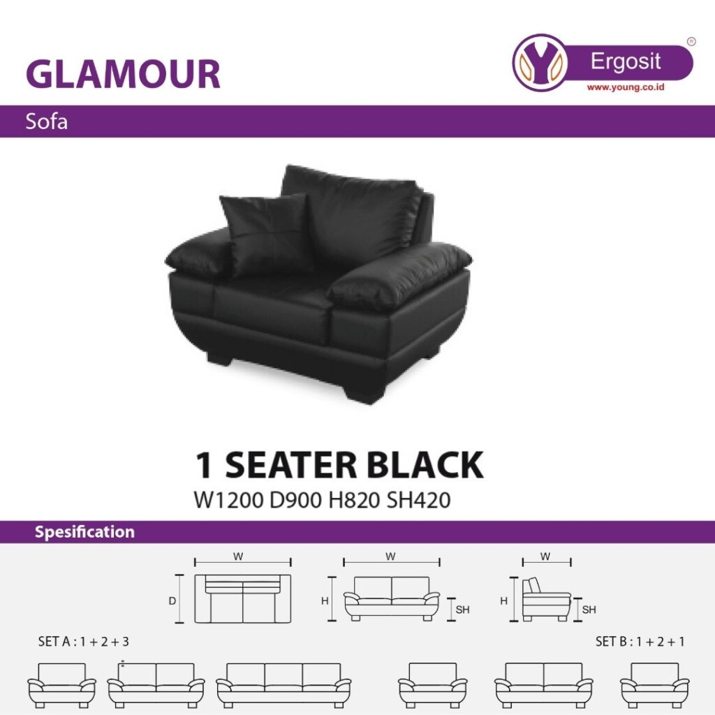 sofa kantor ergosit GLAMOUR 1 SEAT