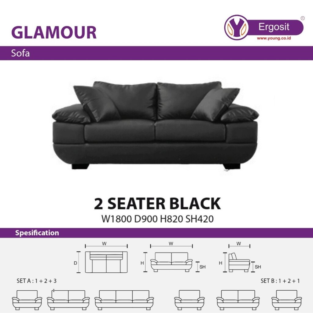 sofa kantor ergosit GLAMOUR 2 SEAT